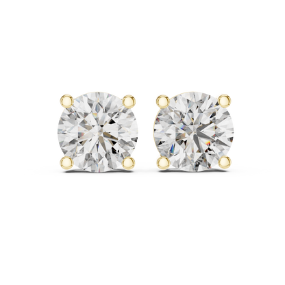 Fine Estate Style Diamond Stud Earrings - European High-Jewelry Style Diamond Studs - Pure Form Round Diamond Stud Earrings
