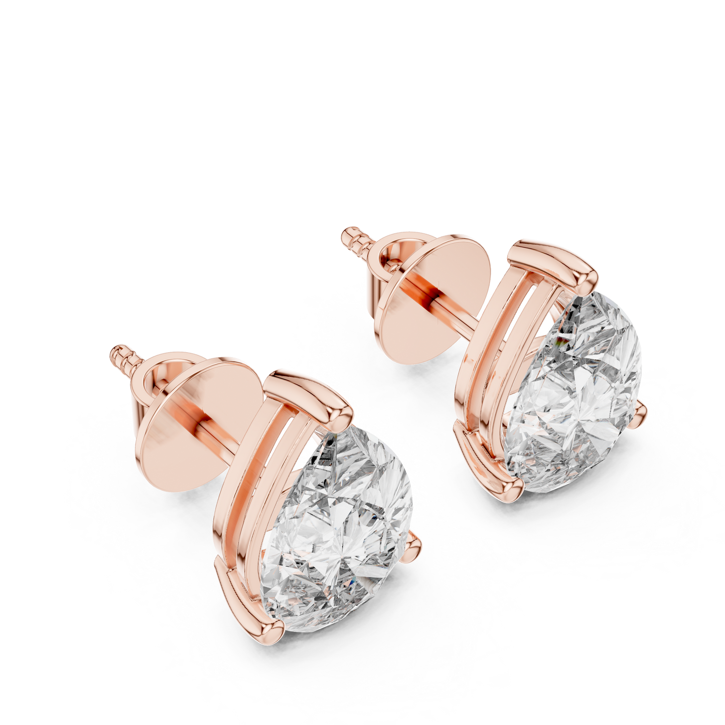 Pear Cut Diamond Stud Earrings in 925 Sterling Silver | Luxury Minimal Bridal Diamond Studs | By-Appointment Pear Diamond Solitaire Studs