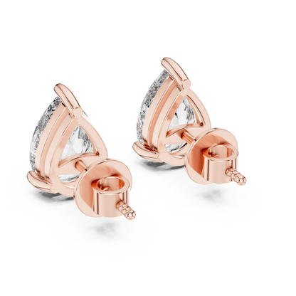 Pear Cut Diamond Stud Earrings in 925 Sterling Silver | Luxury Minimal Bridal Diamond Studs | By-Appointment Pear Diamond Solitaire Studs