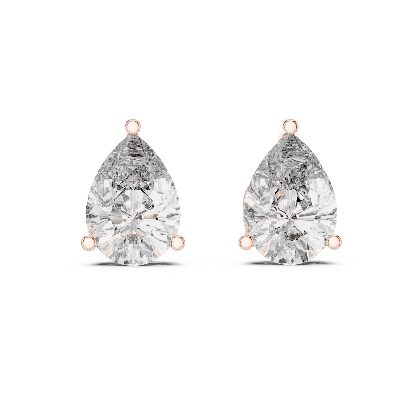 Pear Cut Diamond Stud Earrings in 925 Sterling Silver | Luxury Minimal Bridal Diamond Studs | By-Appointment Pear Diamond Solitaire Studs
