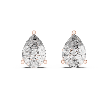 Pear Cut Diamond Stud Earrings in 925 Sterling Silver | Luxury Minimal Bridal Diamond Studs | By-Appointment Pear Diamond Solitaire Studs