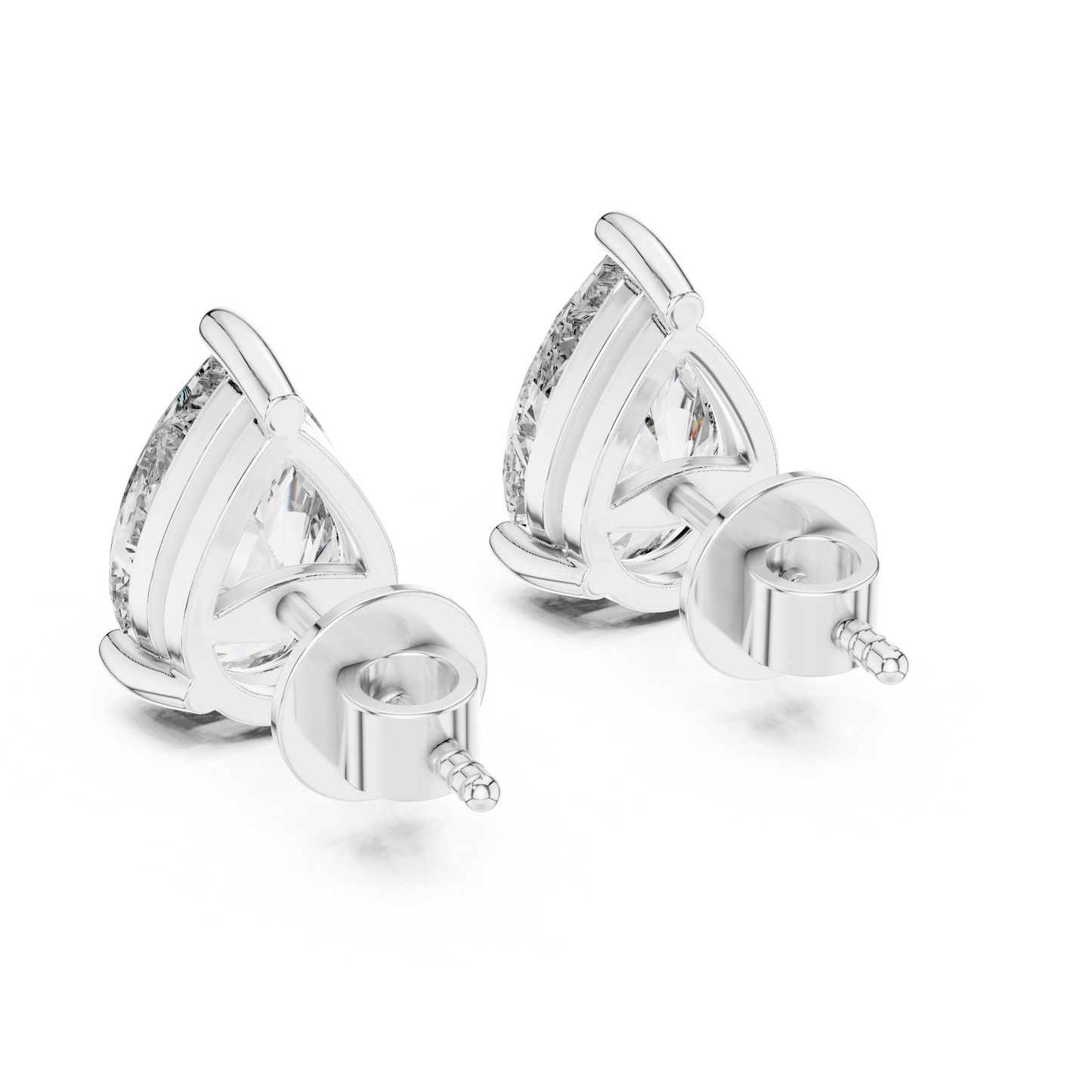 Pear Cut Diamond Stud Earrings in 925 Sterling Silver | Luxury Minimal Bridal Diamond Studs | By-Appointment Pear Diamond Solitaire Studs