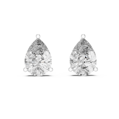 Pear Cut Diamond Stud Earrings in 925 Sterling Silver | Luxury Minimal Bridal Diamond Studs | By-Appointment Pear Diamond Solitaire Studs