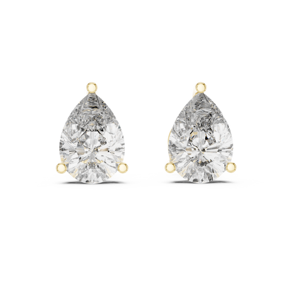 Pear Cut Diamond Stud Earrings in 925 Sterling Silver | Luxury Minimal Bridal Diamond Studs | By-Appointment Pear Diamond Solitaire Studs
