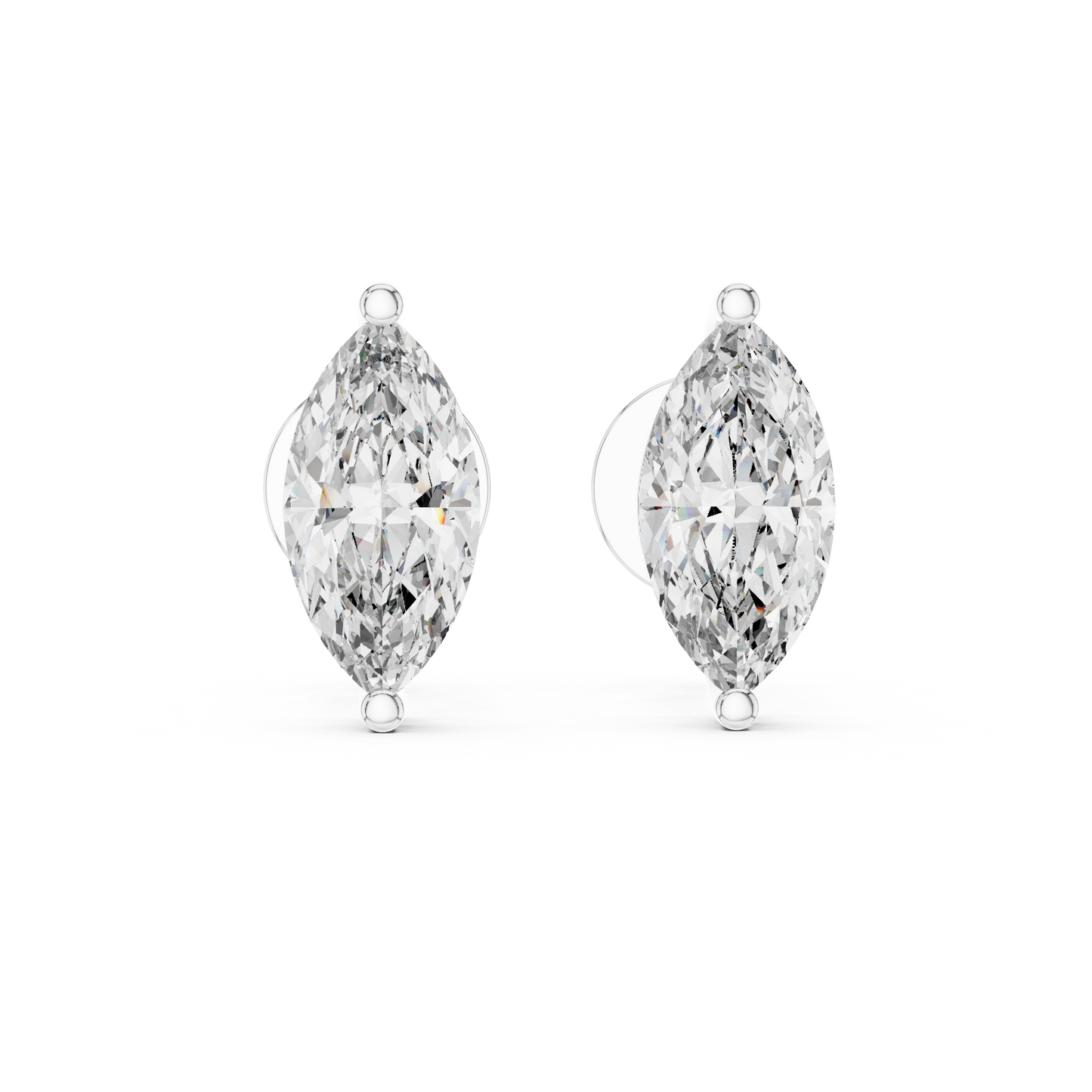 Marquise Cut Diamond Stud Earrings in 925 Sterling Silver | Minimal Luxury Everyday Diamond Studs