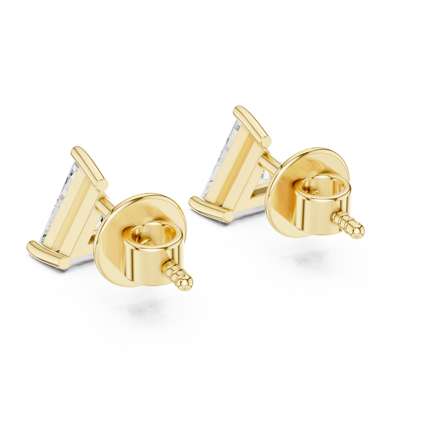 Precision Cut Triangle Diamond Studs | Modern Heirloom Fine Jewelry | Refined Triangle Diamond Earrings | Minimalist Designer Fine Jewelry Studs