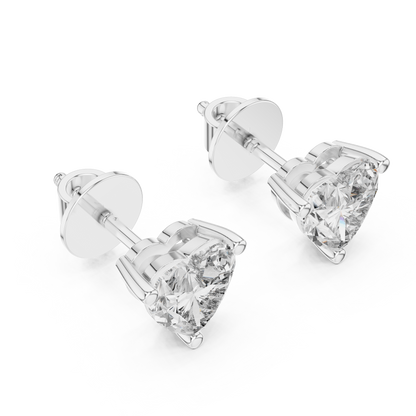 Solitaire Heart Diamond Stud Earrings – Classic Bridal Everyday Elegance - Romantic Heart Diamond Stud Earrings | Modern Solitaire Fine Jewelry