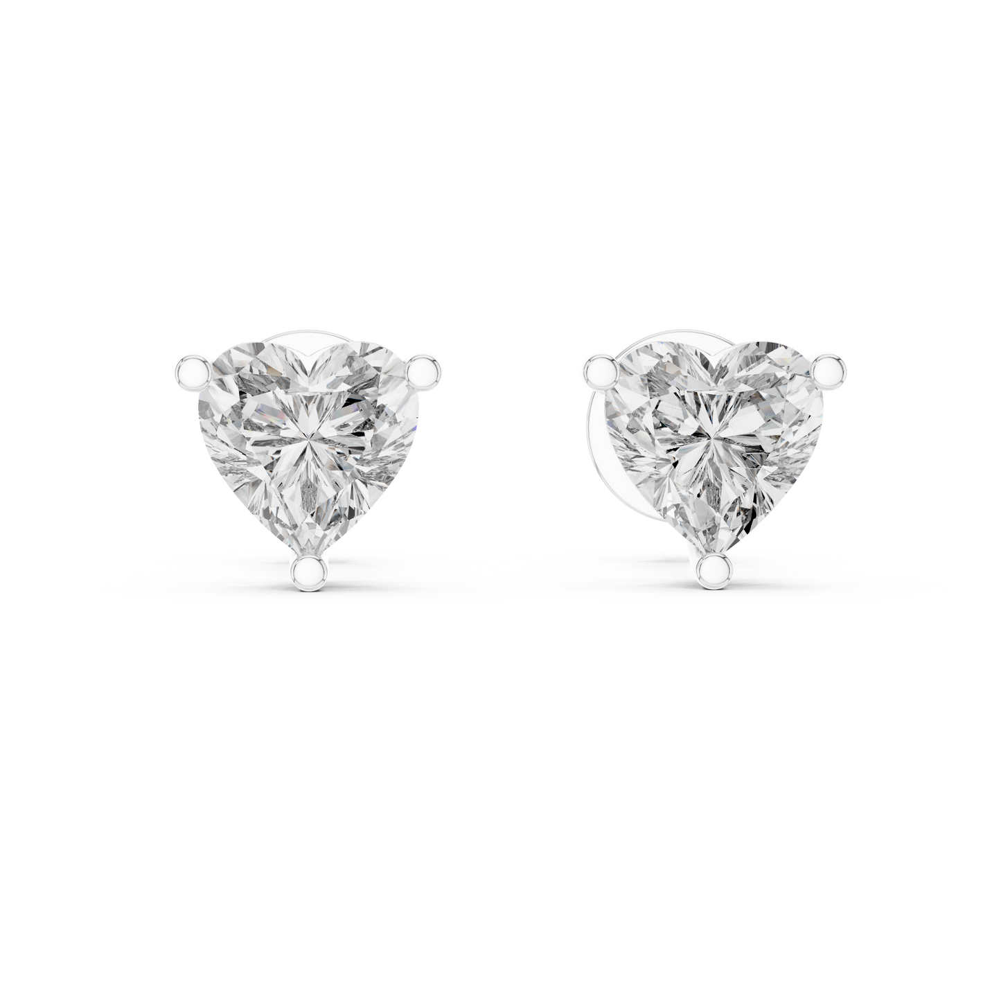 Solitaire Heart Diamond Stud Earrings – Classic Bridal Everyday Elegance - Romantic Heart Diamond Stud Earrings | Modern Solitaire Fine Jewelry
