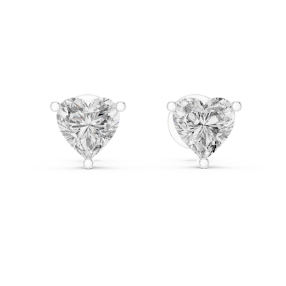 Solitaire Heart Diamond Stud Earrings – Classic Bridal Everyday Elegance - Romantic Heart Diamond Stud Earrings | Modern Solitaire Fine Jewelry