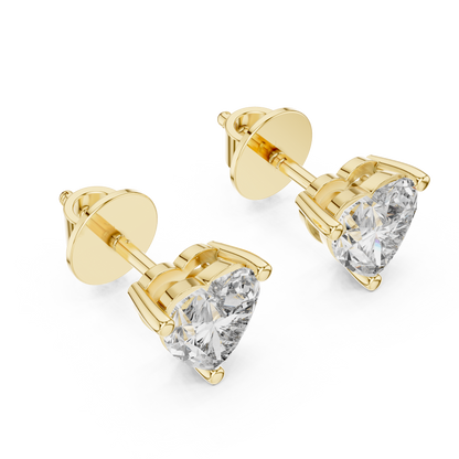 Solitaire Heart Diamond Stud Earrings – Classic Bridal Everyday Elegance - Romantic Heart Diamond Stud Earrings | Modern Solitaire Fine Jewelry