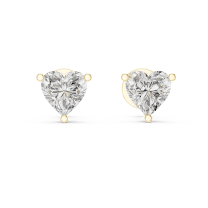 Solitaire Heart Diamond Stud Earrings – Classic Bridal Everyday Elegance - Romantic Heart Diamond Stud Earrings | Modern Solitaire Fine Jewelry