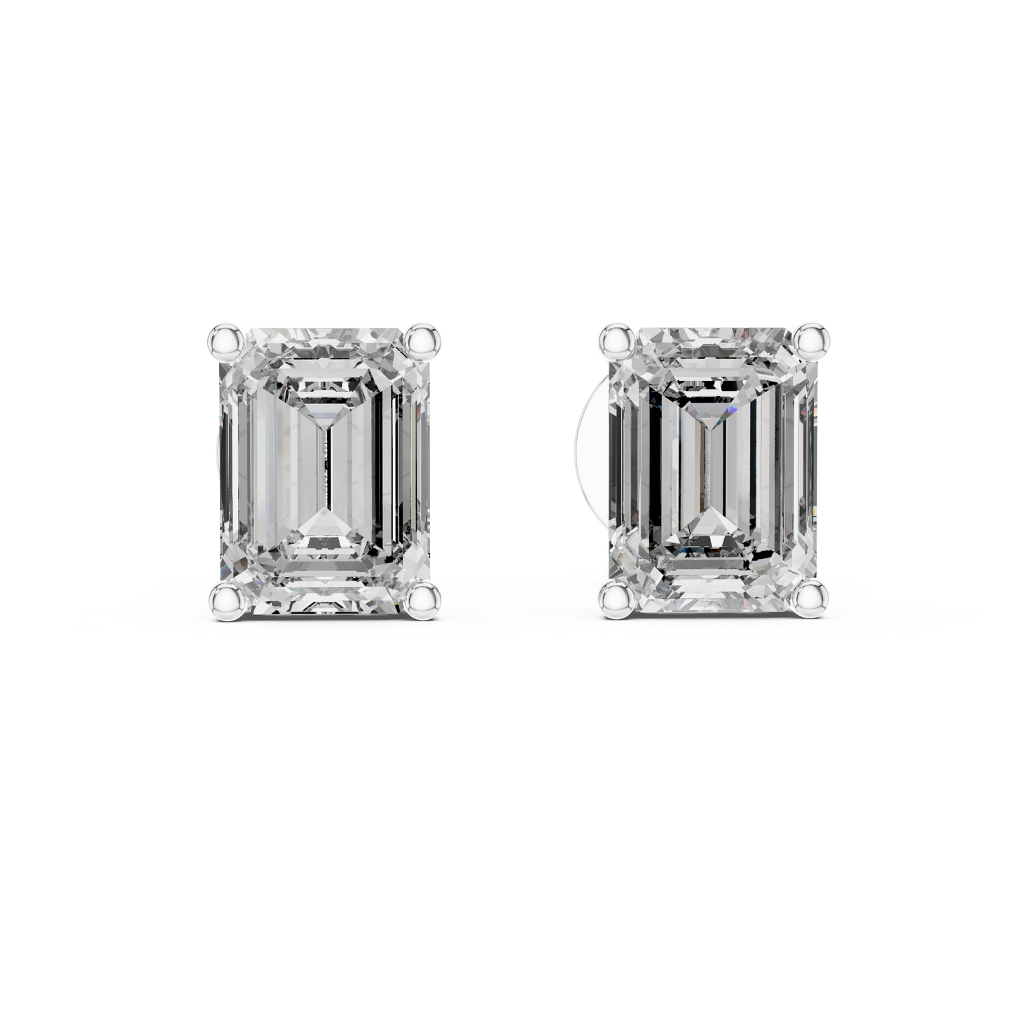 Certified Emerald Cut Diamond Stud Earrings – Timeless Gift for Her - Silver Rose Plated Emerald Cut Stud Earrings – Bridal Everyday Wear