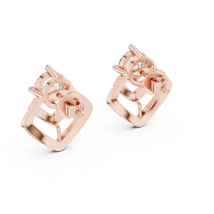 Anniversary Gift Diamond Stud Earrings – Round Solitaire Pavé - Cathedral Frame Diamond Stud Earrings – Double Row Chevron Halo