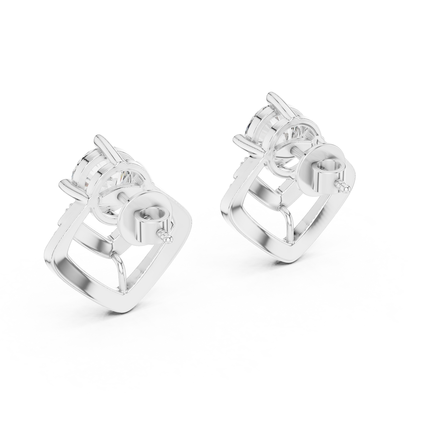 Anniversary Gift Diamond Stud Earrings – Round Solitaire Pavé - Cathedral Frame Diamond Stud Earrings – Double Row Chevron Halo