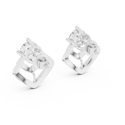 Anniversary Gift Diamond Stud Earrings – Round Solitaire Pavé - Cathedral Frame Diamond Stud Earrings – Double Row Chevron Halo