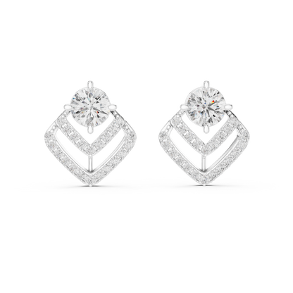 Anniversary Gift Diamond Stud Earrings – Round Solitaire Pavé - Cathedral Frame Diamond Stud Earrings – Double Row Chevron Halo
