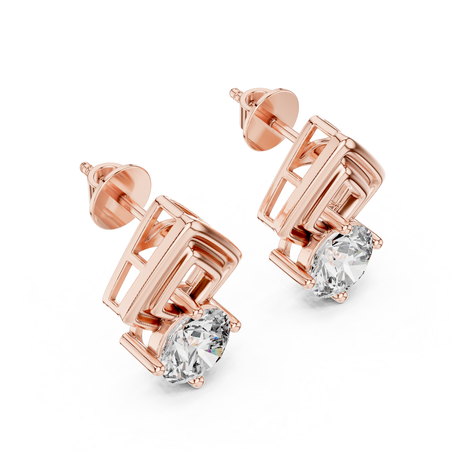 Cathedral-Set Solitaire Studs – Elevated Diamond Architecture - Cathedral-Set Solitaire Studs – Elevated Diamond Architecture