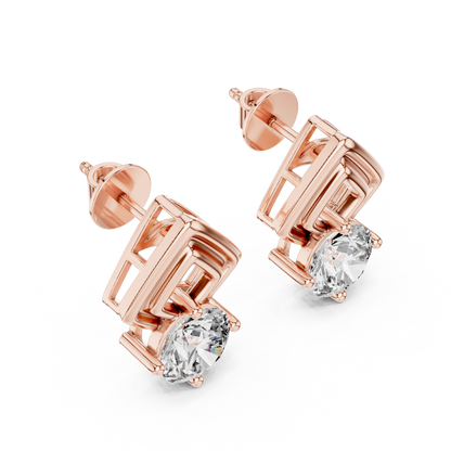 Cathedral-Set Solitaire Studs – Elevated Diamond Architecture - Cathedral-Set Solitaire Studs – Elevated Diamond Architecture