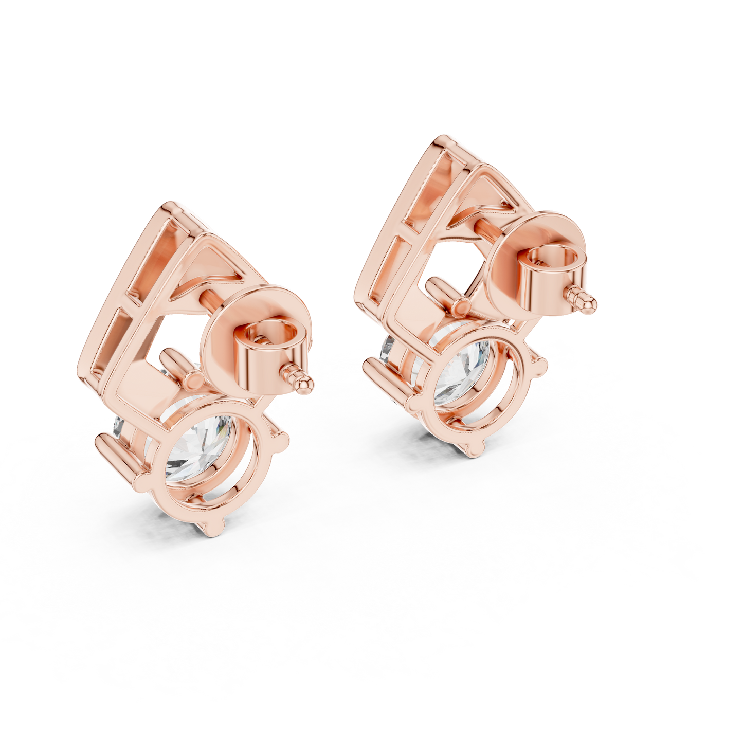 Cathedral-Set Solitaire Studs – Elevated Diamond Architecture - Cathedral-Set Solitaire Studs – Elevated Diamond Architecture