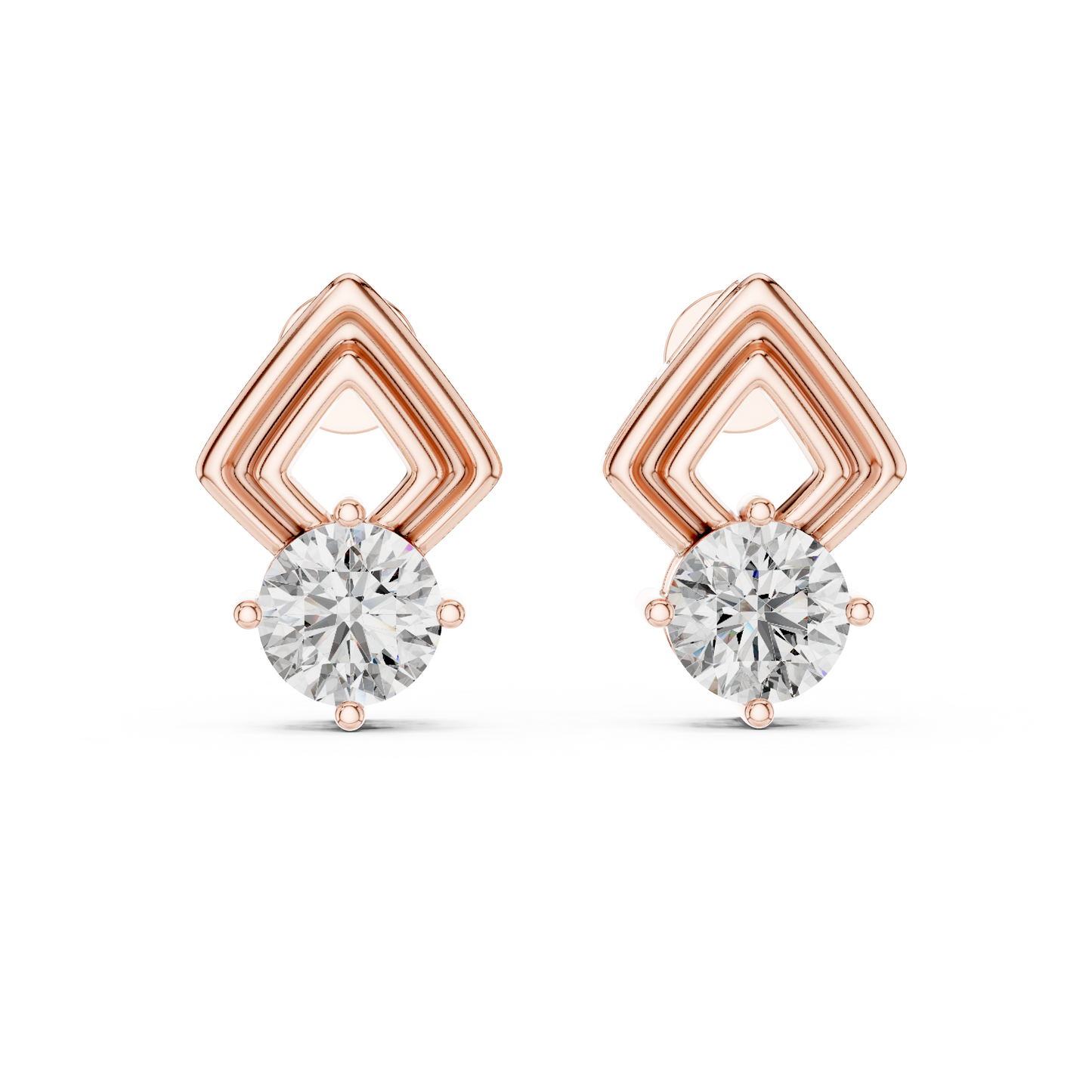 Cathedral-Set Solitaire Studs – Elevated Diamond Architecture - Cathedral-Set Solitaire Studs – Elevated Diamond Architecture