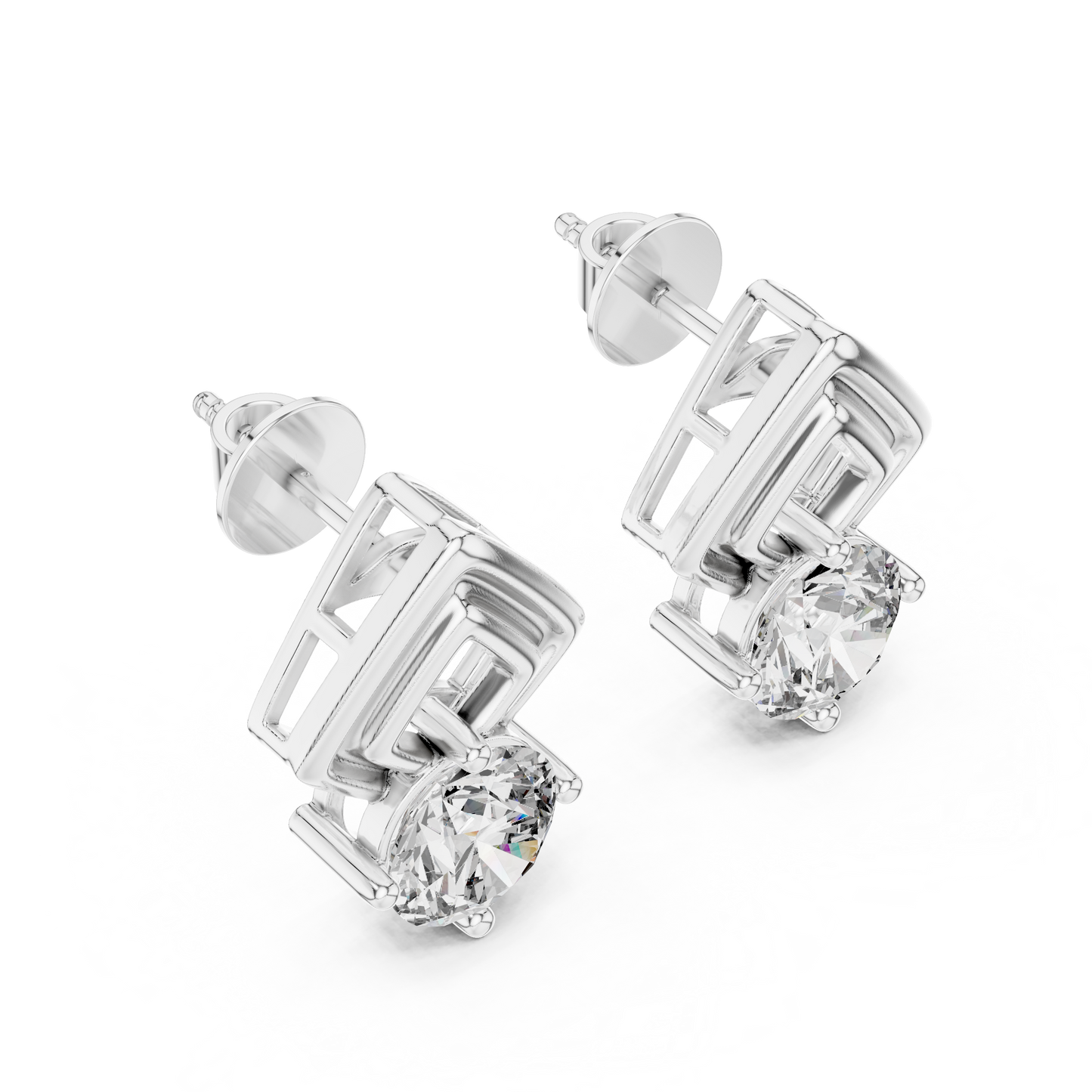 Cathedral-Set Solitaire Studs – Elevated Diamond Architecture - Cathedral-Set Solitaire Studs – Elevated Diamond Architecture