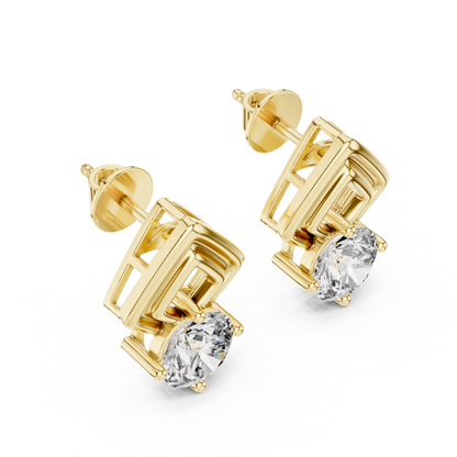 Cathedral-Set Solitaire Studs – Elevated Diamond Architecture - Cathedral-Set Solitaire Studs – Elevated Diamond Architecture