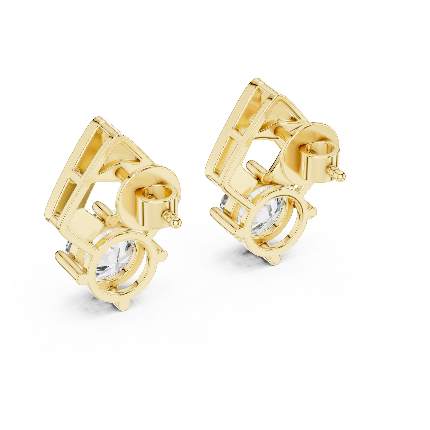Cathedral-Set Solitaire Studs – Elevated Diamond Architecture - Cathedral-Set Solitaire Studs – Elevated Diamond Architecture