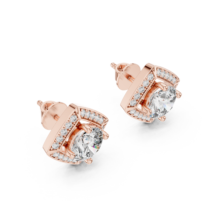 Estate-Inspired Diamond Stud Earrings – Heirloom Worthy Design - Royal Frame Diamond Stud Earrings – Grand Illusion Setting