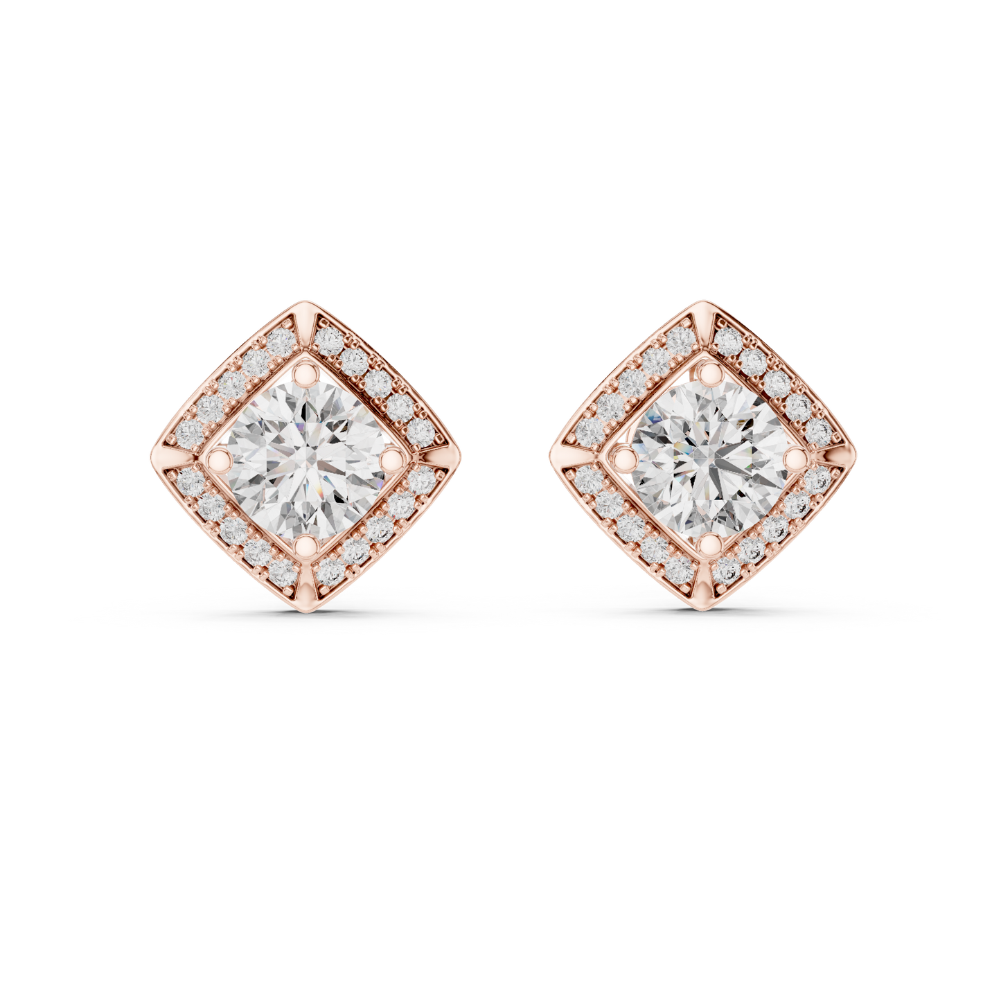 Estate-Inspired Diamond Stud Earrings – Heirloom Worthy Design - Royal Frame Diamond Stud Earrings – Grand Illusion Setting