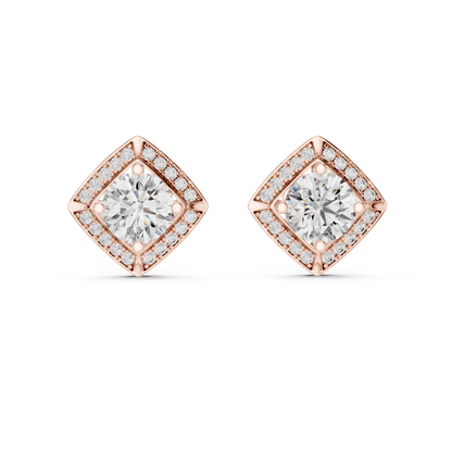 Estate-Inspired Diamond Stud Earrings – Heirloom Worthy Design - Royal Frame Diamond Stud Earrings – Grand Illusion Setting