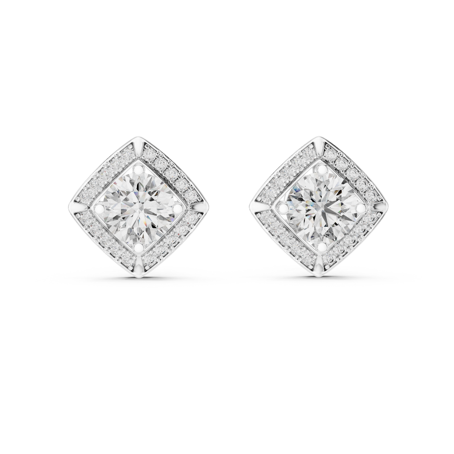 Estate-Inspired Diamond Stud Earrings – Heirloom Worthy Design - Royal Frame Diamond Stud Earrings – Grand Illusion Setting