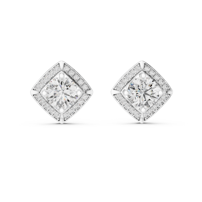 Estate-Inspired Diamond Stud Earrings – Heirloom Worthy Design - Royal Frame Diamond Stud Earrings – Grand Illusion Setting