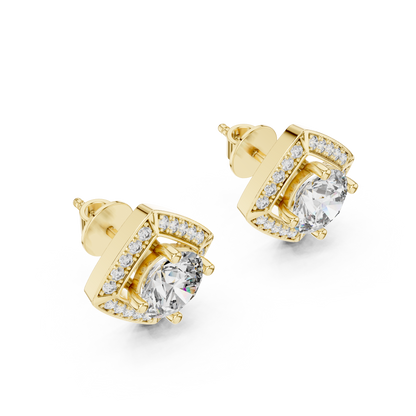 Estate-Inspired Diamond Stud Earrings – Heirloom Worthy Design - Royal Frame Diamond Stud Earrings – Grand Illusion Setting