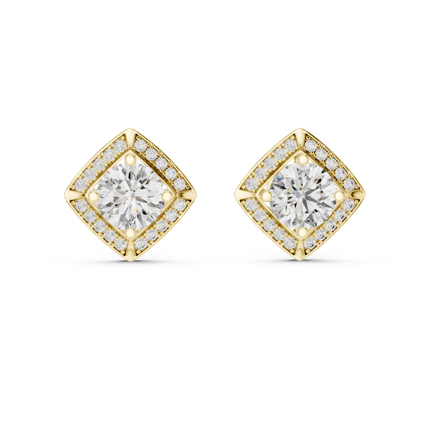 Estate-Inspired Diamond Stud Earrings – Heirloom Worthy Design - Royal Frame Diamond Stud Earrings – Grand Illusion Setting