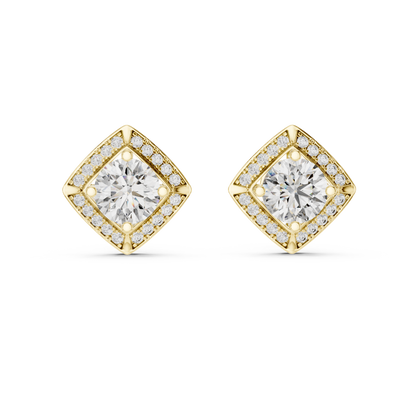 Estate-Inspired Diamond Stud Earrings – Heirloom Worthy Design - Royal Frame Diamond Stud Earrings – Grand Illusion Setting