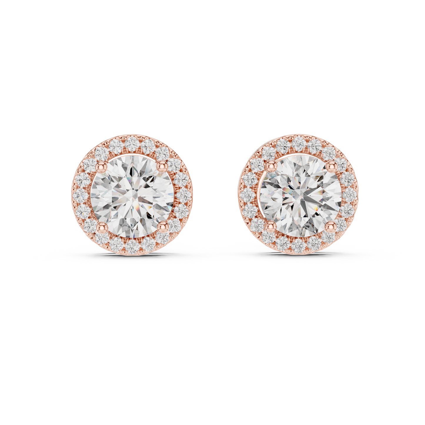 Heritage Halo Stud Earrings – Timeless Round Cut Splendour - Dazzling Halo Diamond Stud Earrings – Yellow Gold Statement Studs