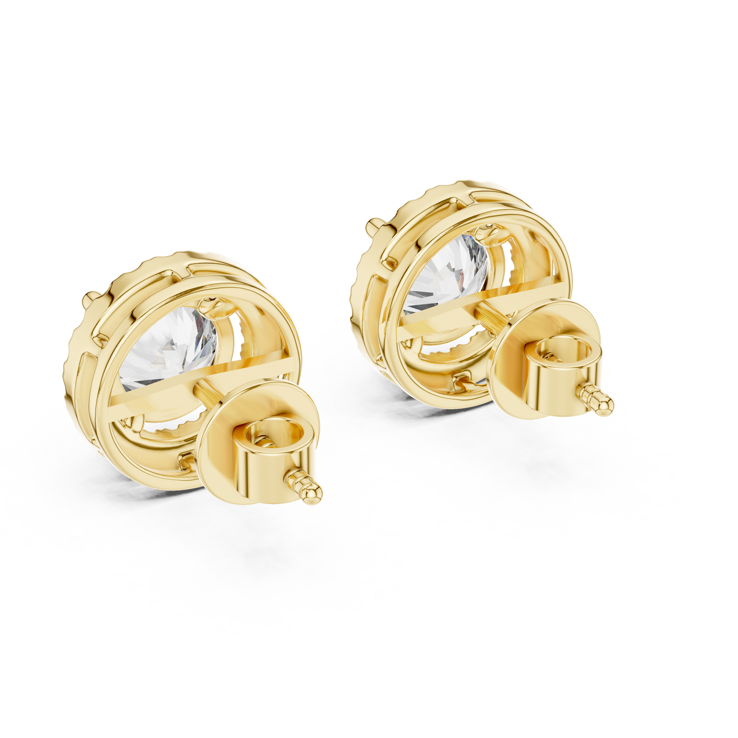 Heritage Halo Stud Earrings – Timeless Round Cut Splendour - Dazzling Halo Diamond Stud Earrings – Yellow Gold Statement Studs