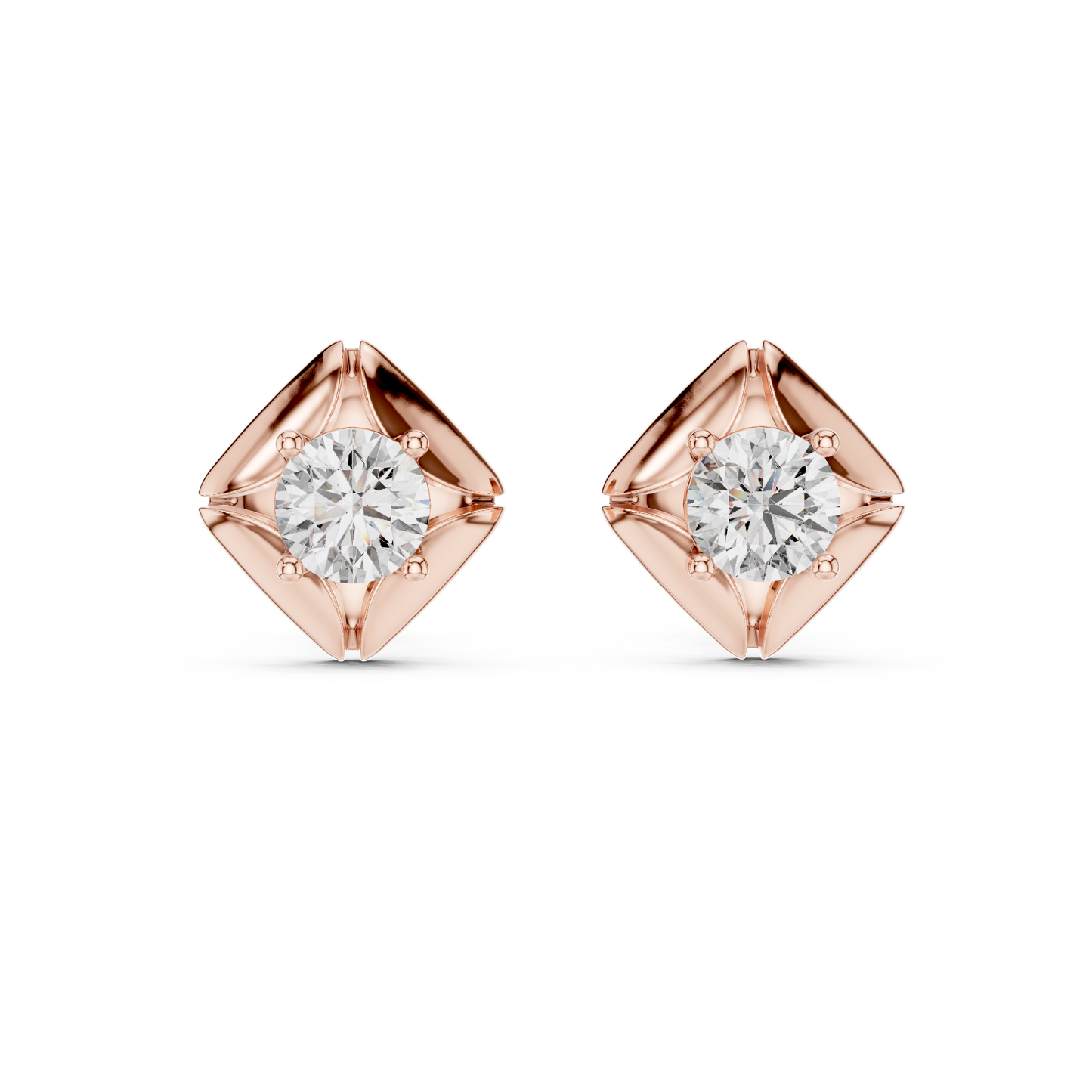 High Shine Solitaire Diamond Stud Earrings – Best Selling Design - Korean-Inspired Minimal Diamond Stud Earrings – Super Trendy