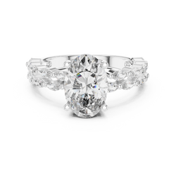 Elegant 14K Gold Oval Lab Grown Diamond Ring On Hand Model For Scale And Fit Showing Luxury Aesthetic
