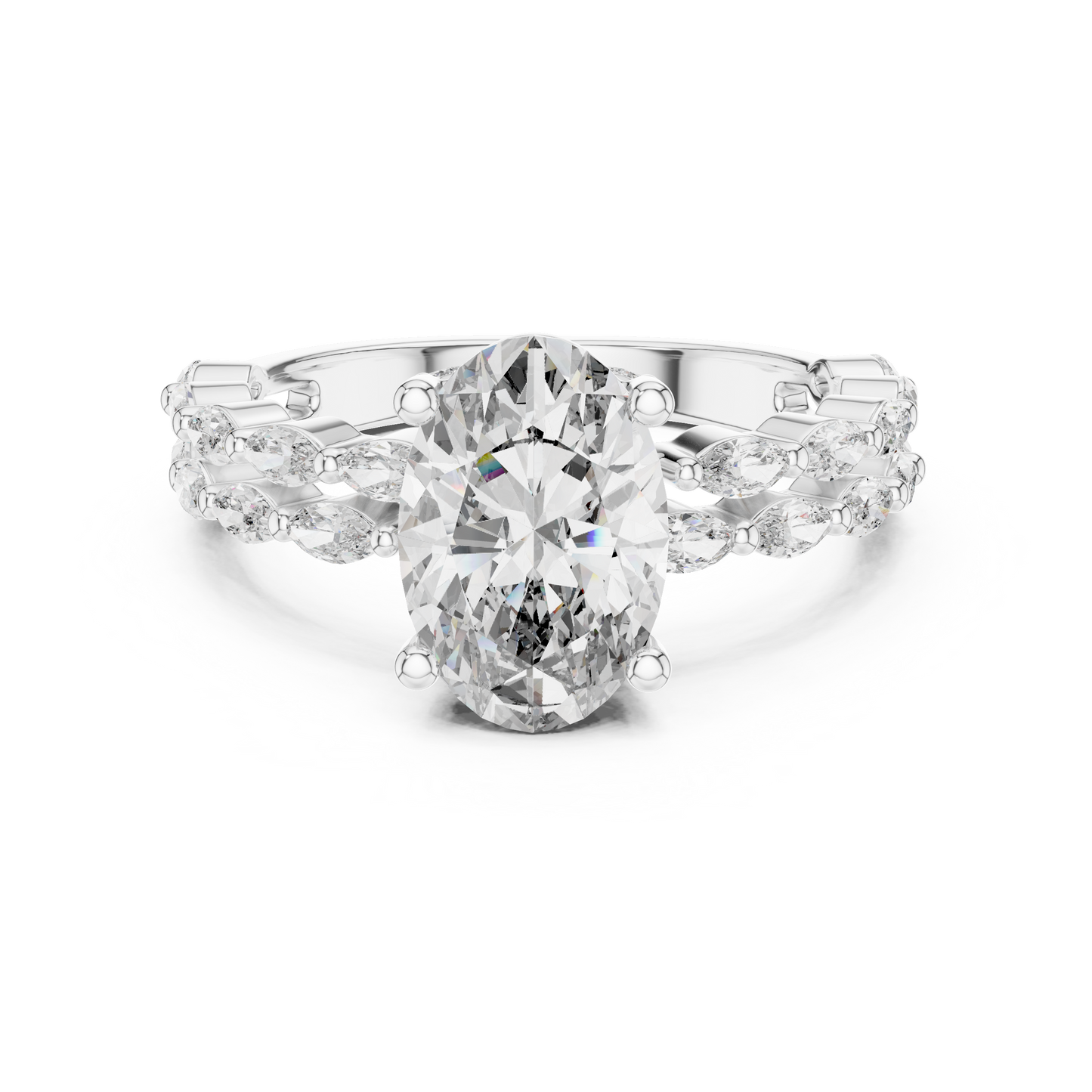Elegant 14K Gold Oval Lab Grown Diamond Ring On Hand Model For Scale And Fit Showing Luxury Aesthetic
