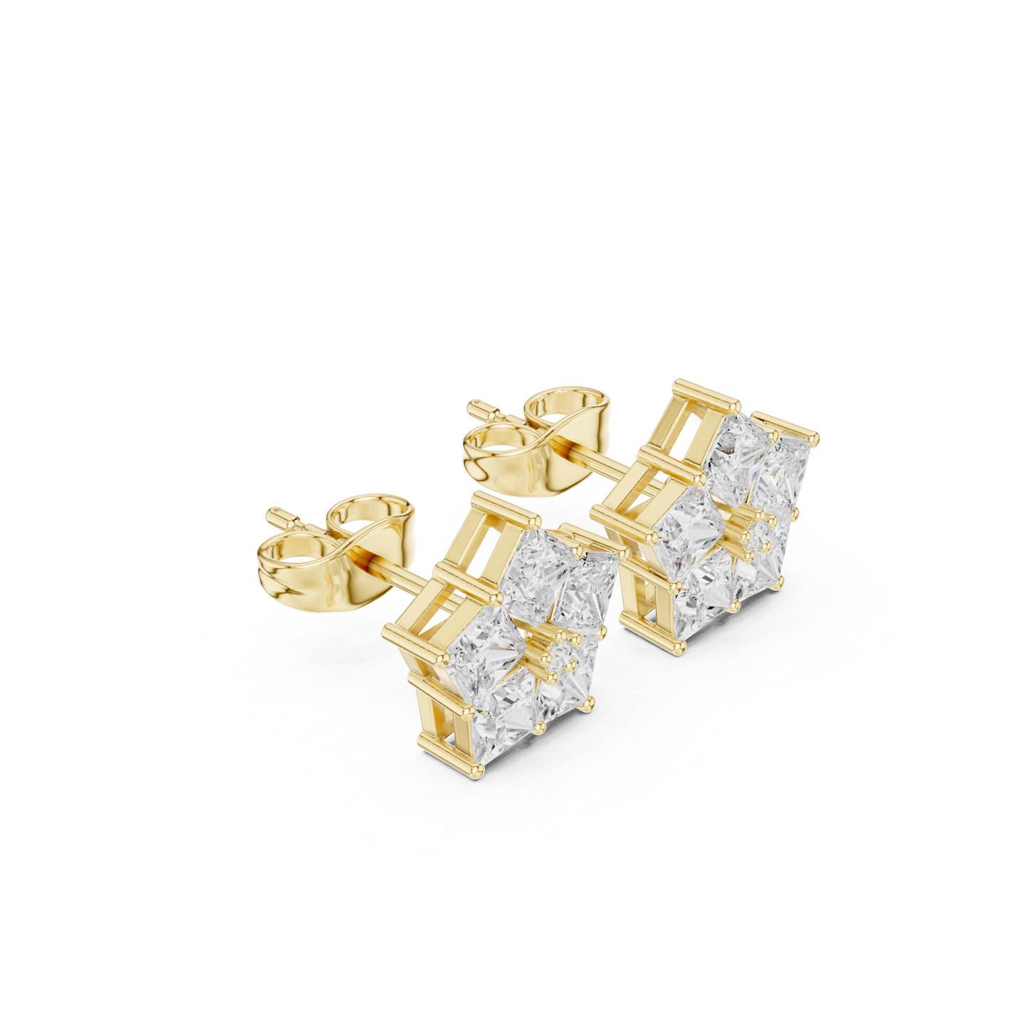 Elegant 14K Gold Princess Cut Lab Grown Diamond Earrings In Premium Gift Box Ready For Anniversary Gift For Her Selection