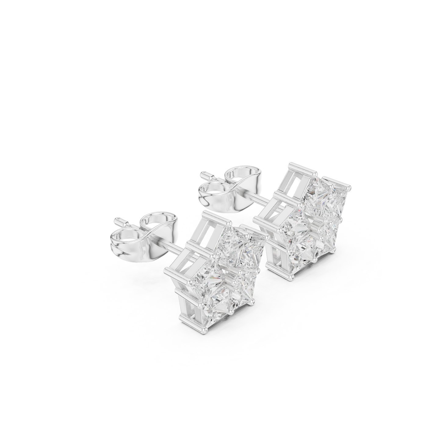 Elegant 14K Gold Princess Cut Lab Grown Diamond Stud Earrings Artisan Crafted Fine Jewelry For Special Occasions Top View
