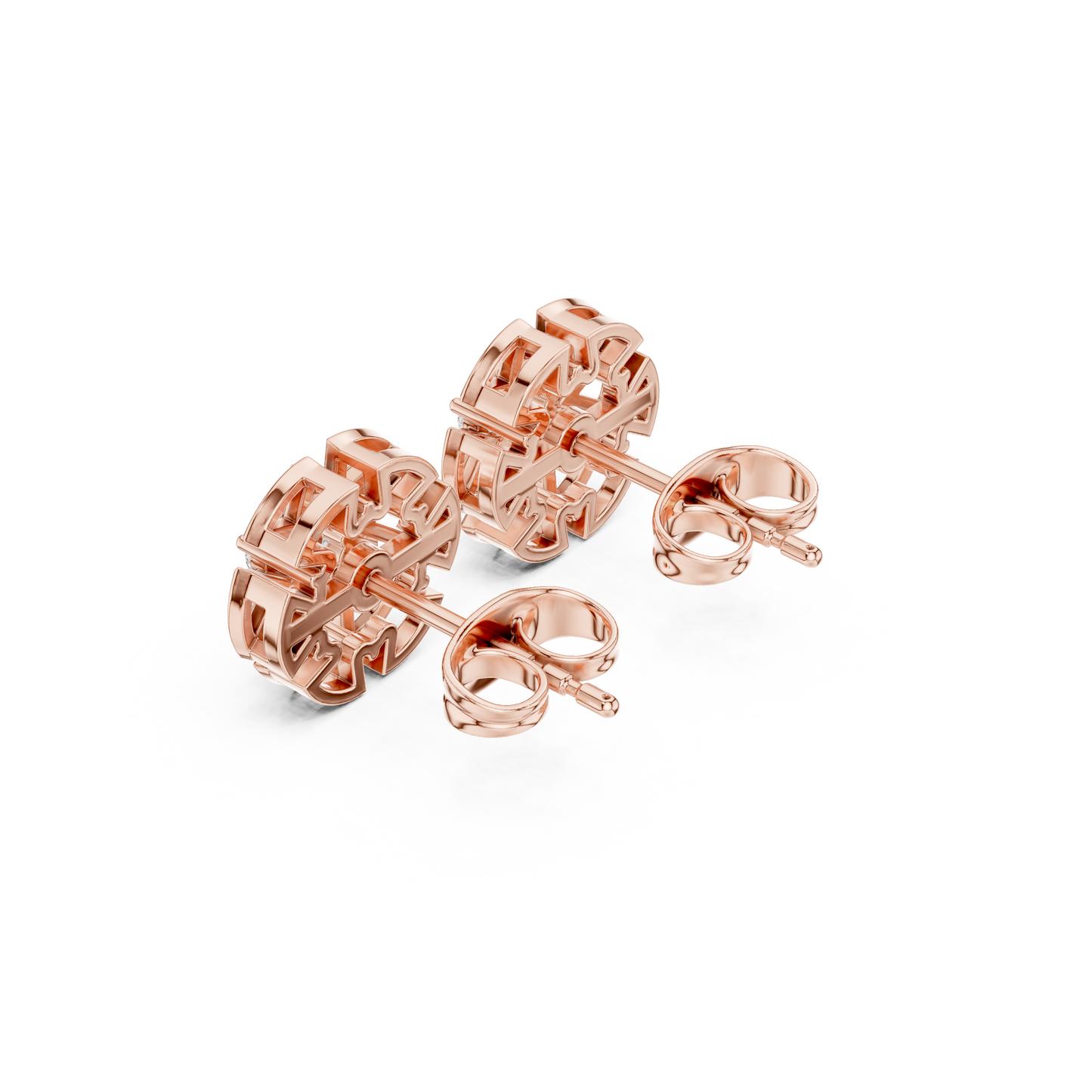 Elegant 14K Gold Round Brilliant Cut Lab Grown Diamond Studs Worn On Model For Everyday Minimalist Style