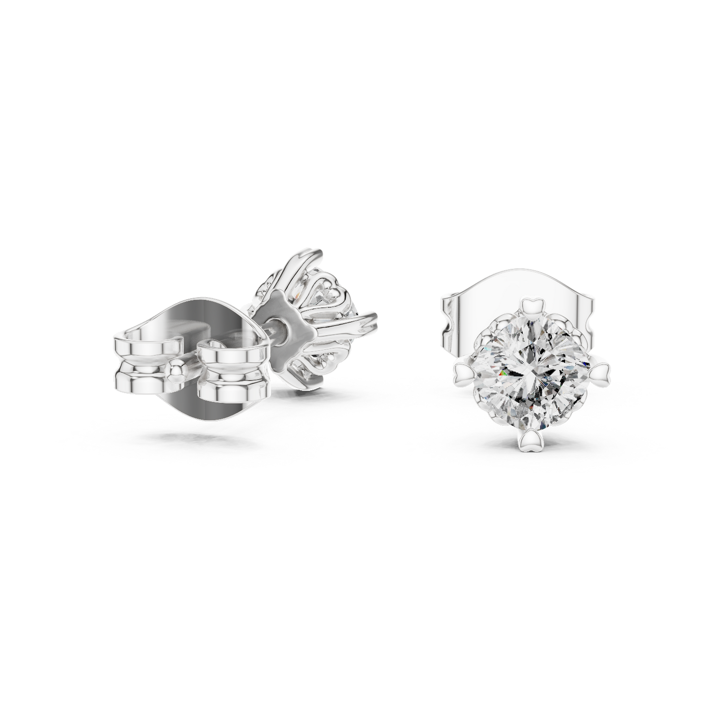 Elegant Cushion Diamond Earrings In Collet Setting