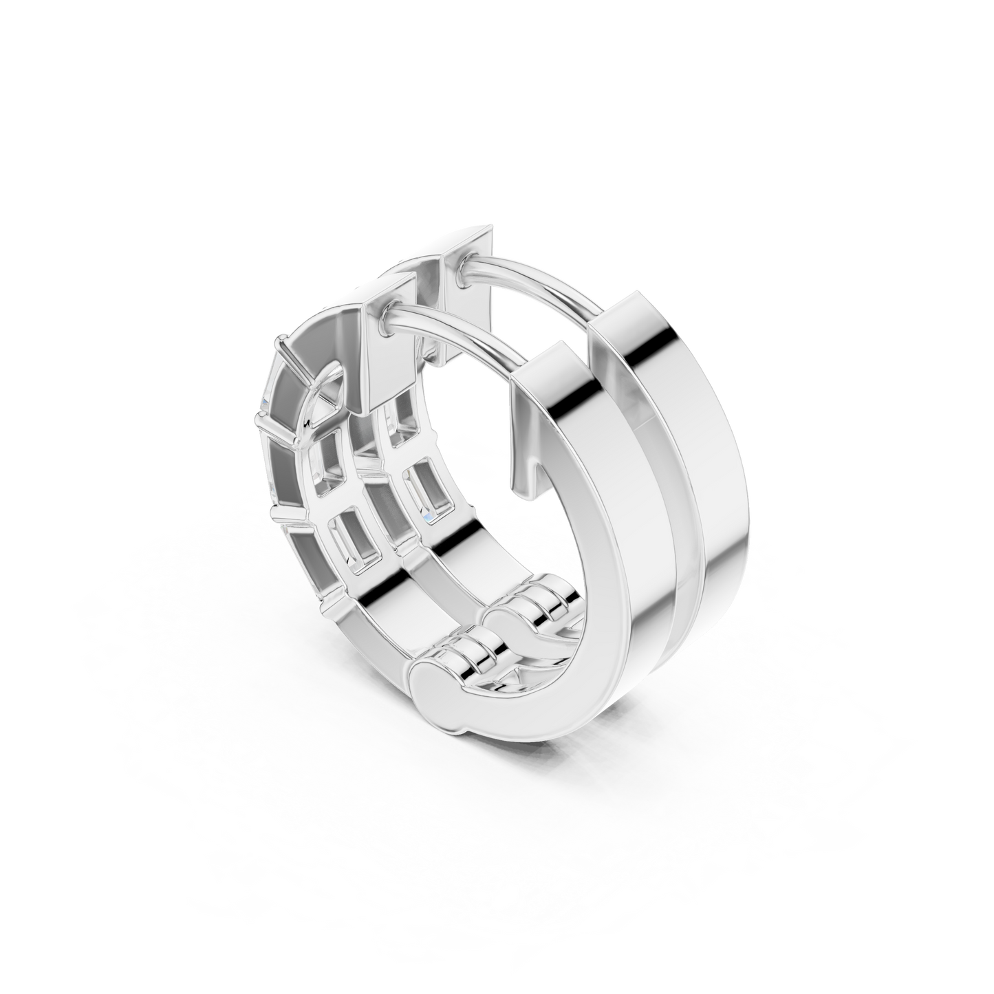 Elegant Emerald Cut Diamond Gold Hoop