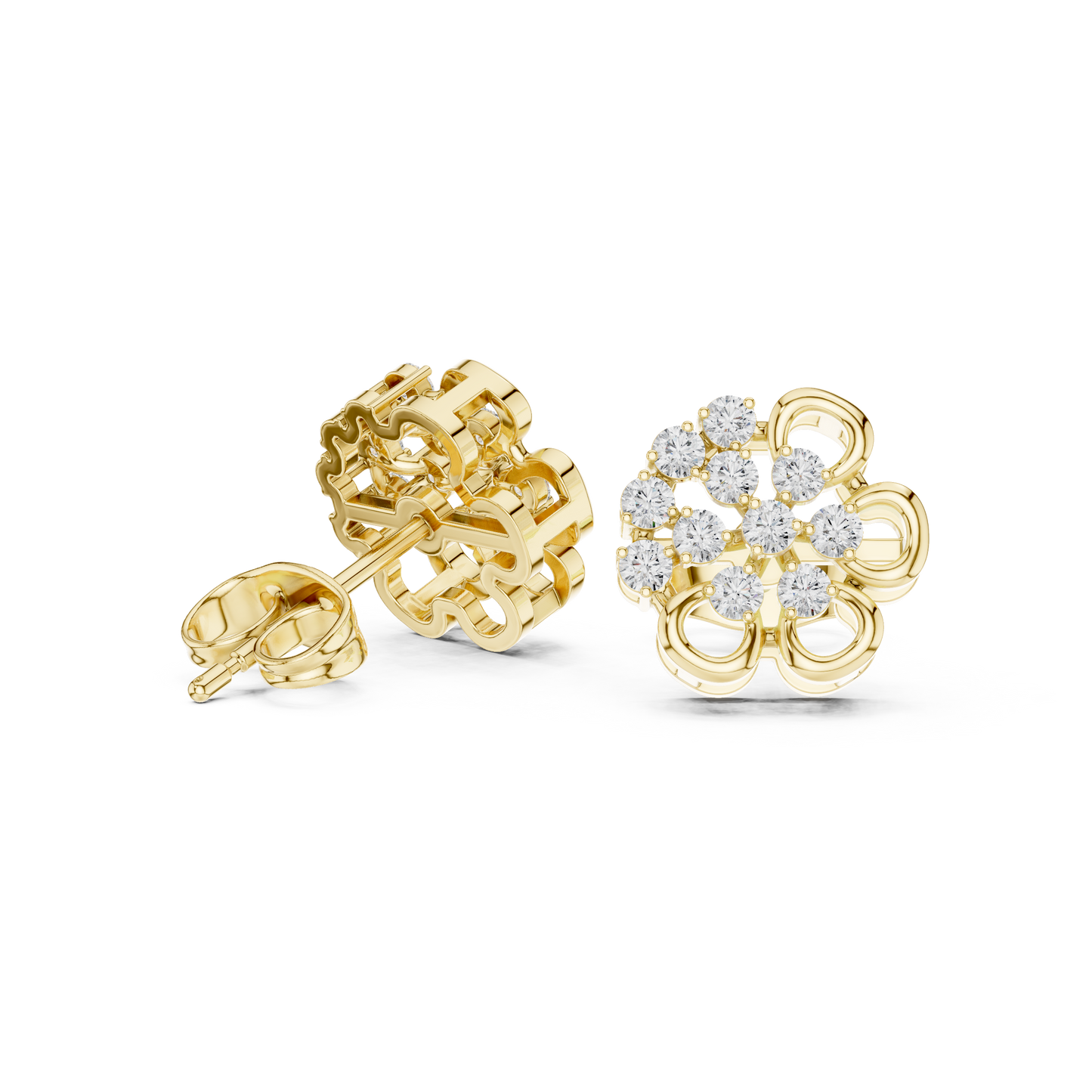 Elegant Floral Cluster Earrings Crafted With Premium Moissanite And Silver Floral Cluster Stud Earrings | 925 Silver Moissanite Earrings | Dainty Cluster Studs | Bridal Jewelry | Anniversary Gift | Gift for Her Romantic Anniversary Proposal Engagement Ring Presentation View Handcrafted Jewelry Floral Cluster Studs HB Prestige Jewels
