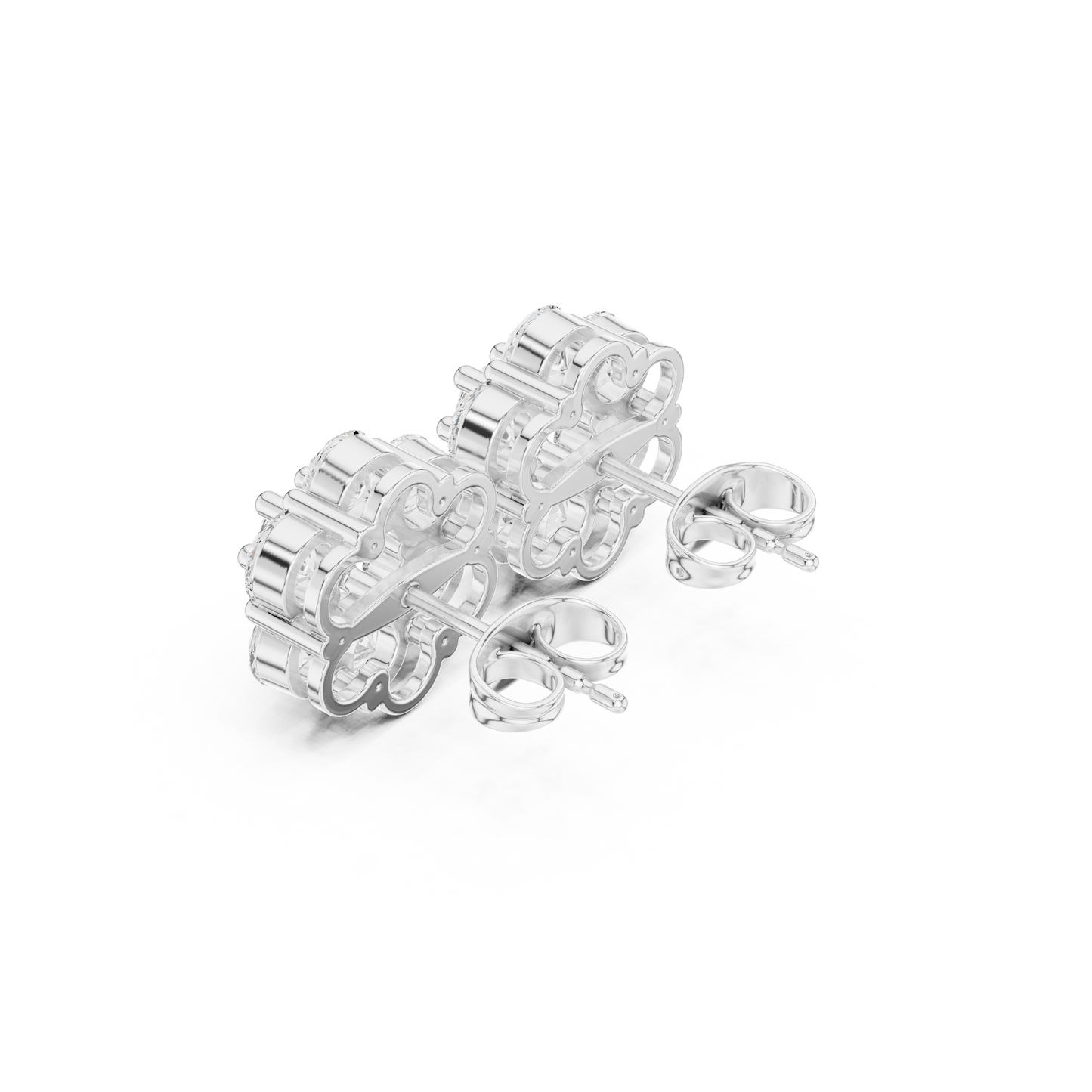 Elegant Floral Shaped Diamond Cluster Earrings Set In Solid 14K Gold For Weddings