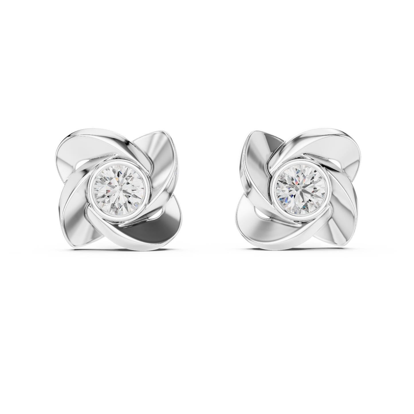 Elegant Gold Studs With Diamond Center