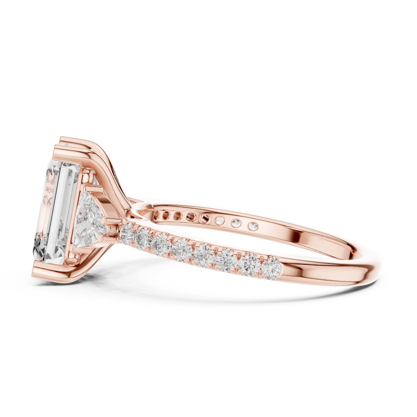 Elegant Tapered Shank 14K Gold Ring With Emerald Cut Diamond For Her Birthday Or Special Occasion Jewelry Design