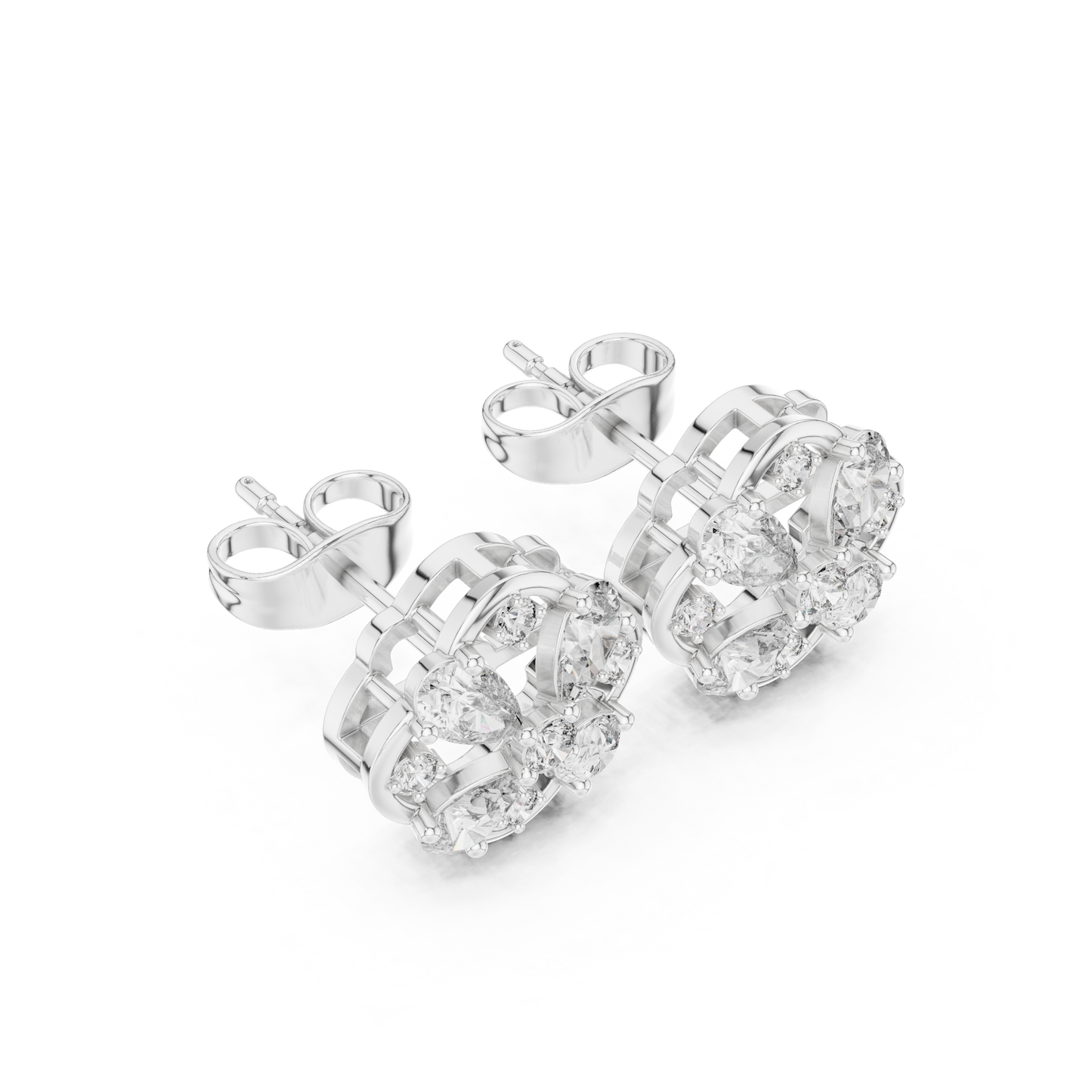 Elegant pair of floral cluster earrings placed in a premium velvet gift box highlighting the luxury presentation of HB Prestige Jewels for anniversary gift ideas